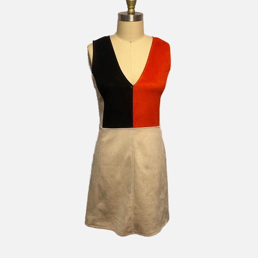 Zara Color-Block Suede Mini Dress - Excellent Condition - Size S